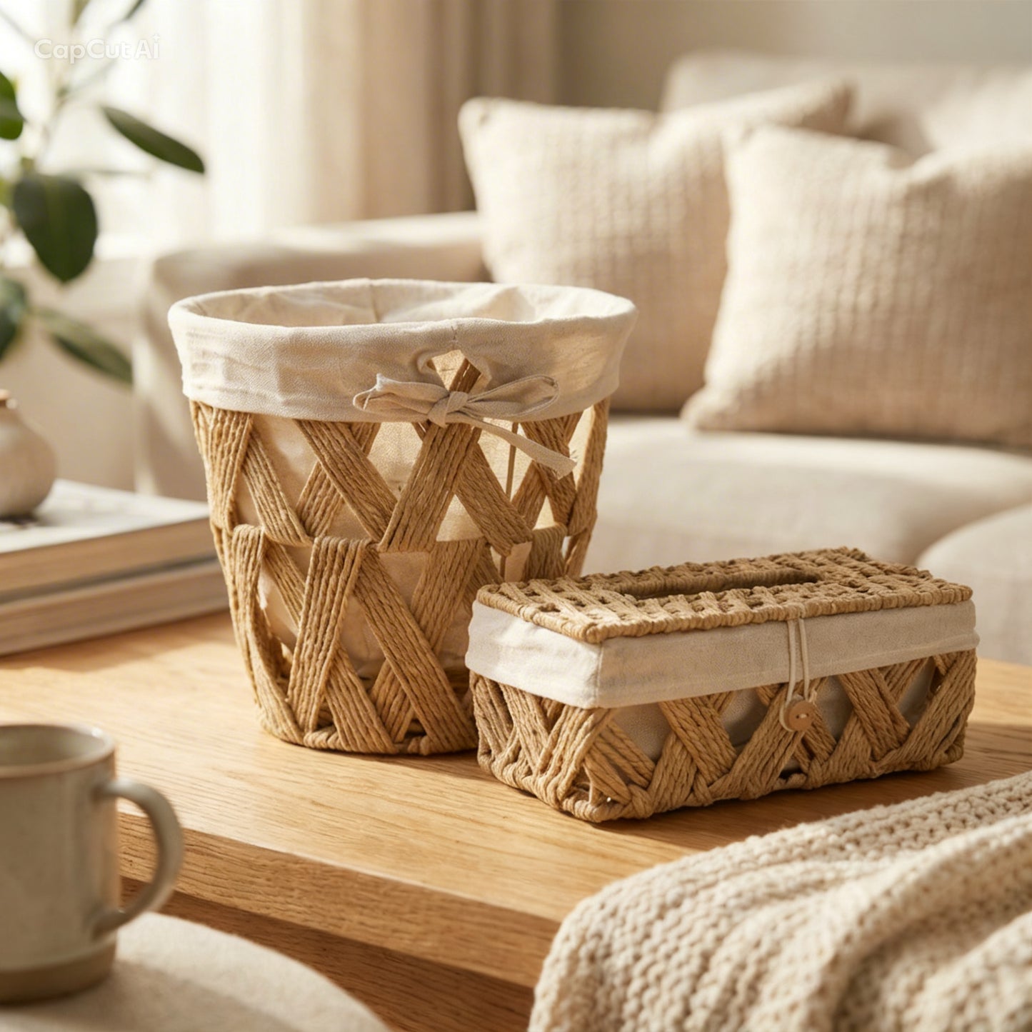 Trash Can with Tissue Box
