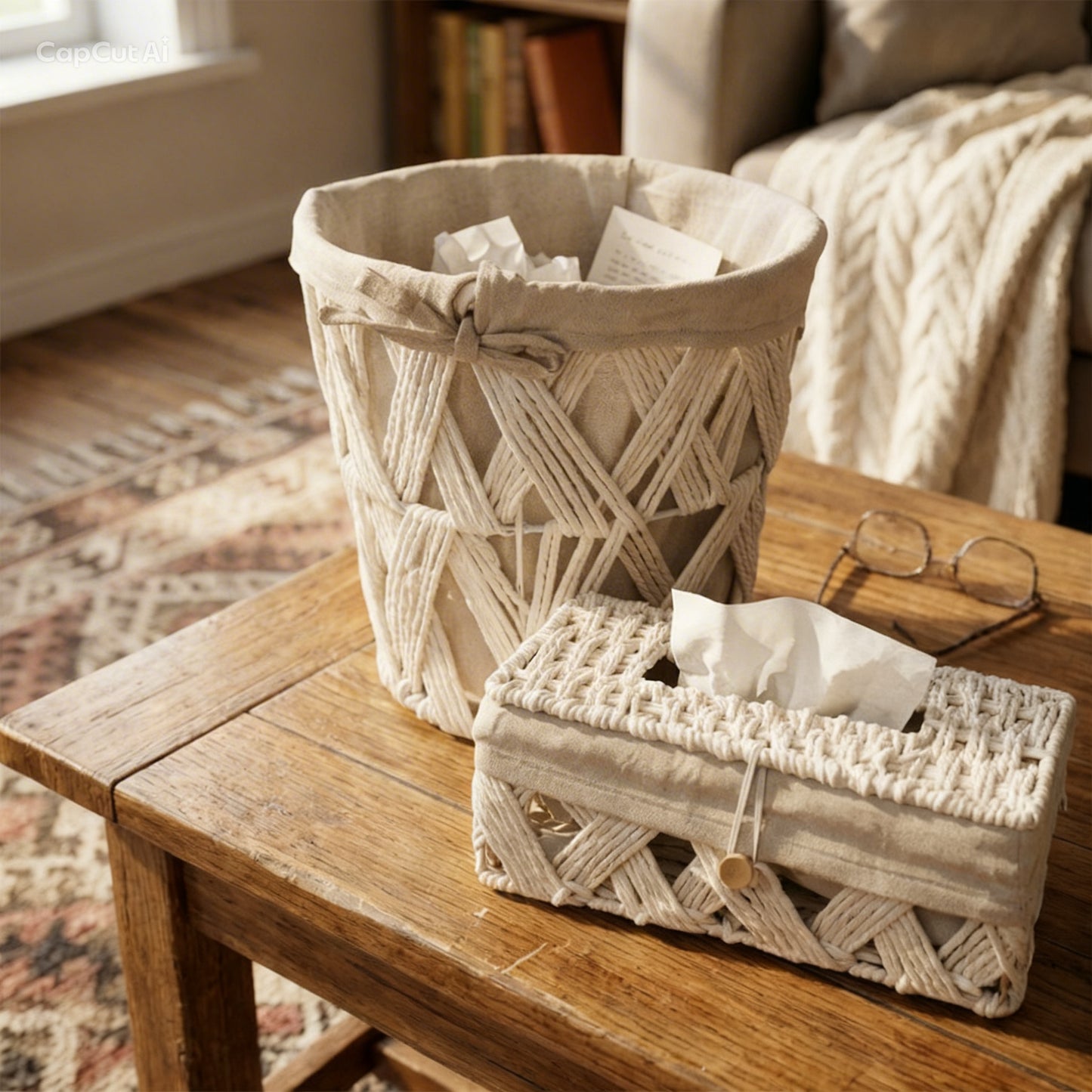 Trash Can with Tissue Box