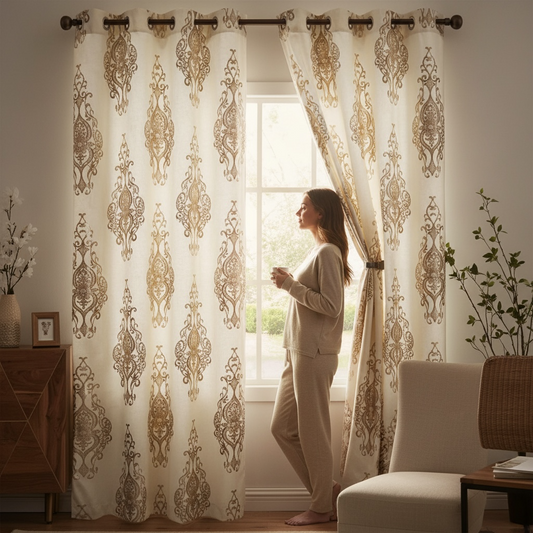 Gold Textured Curtains 84"