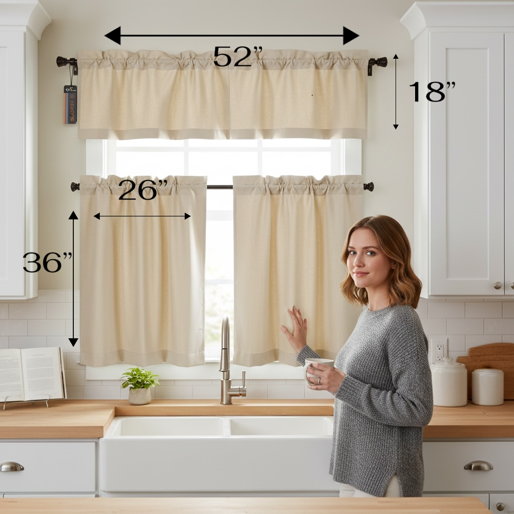 3 Pc kitchen Curtain Blackout