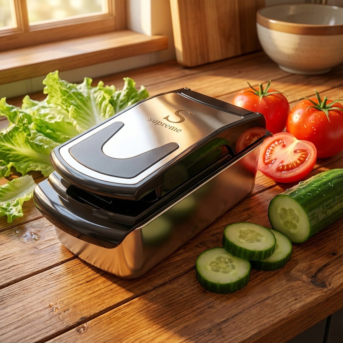 Salad Cutter with Jore & 2 Blades Stainless Steel