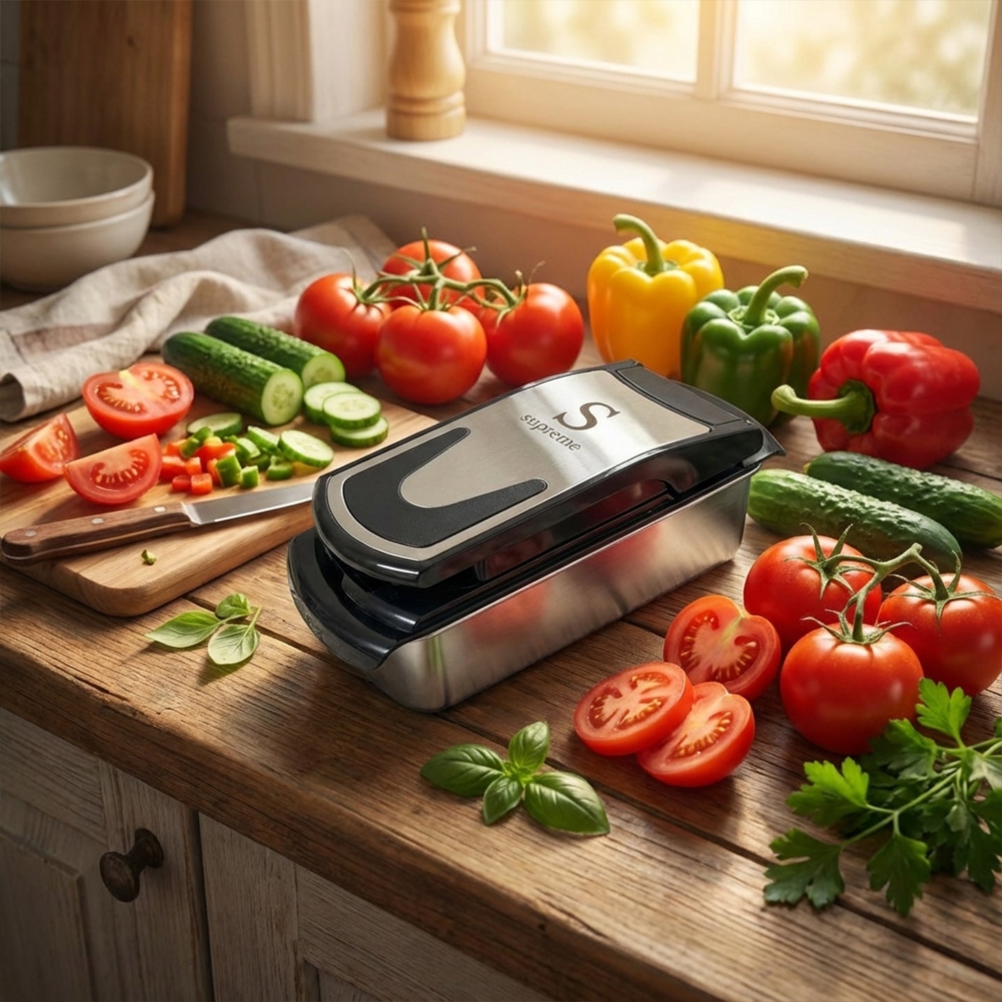 Salad Cutter with Jore & 2 Blades Stainless Steel