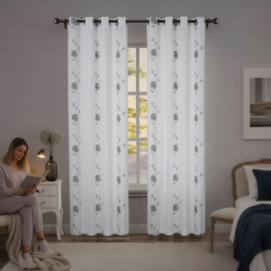 Floral Blackout Curtain 84"