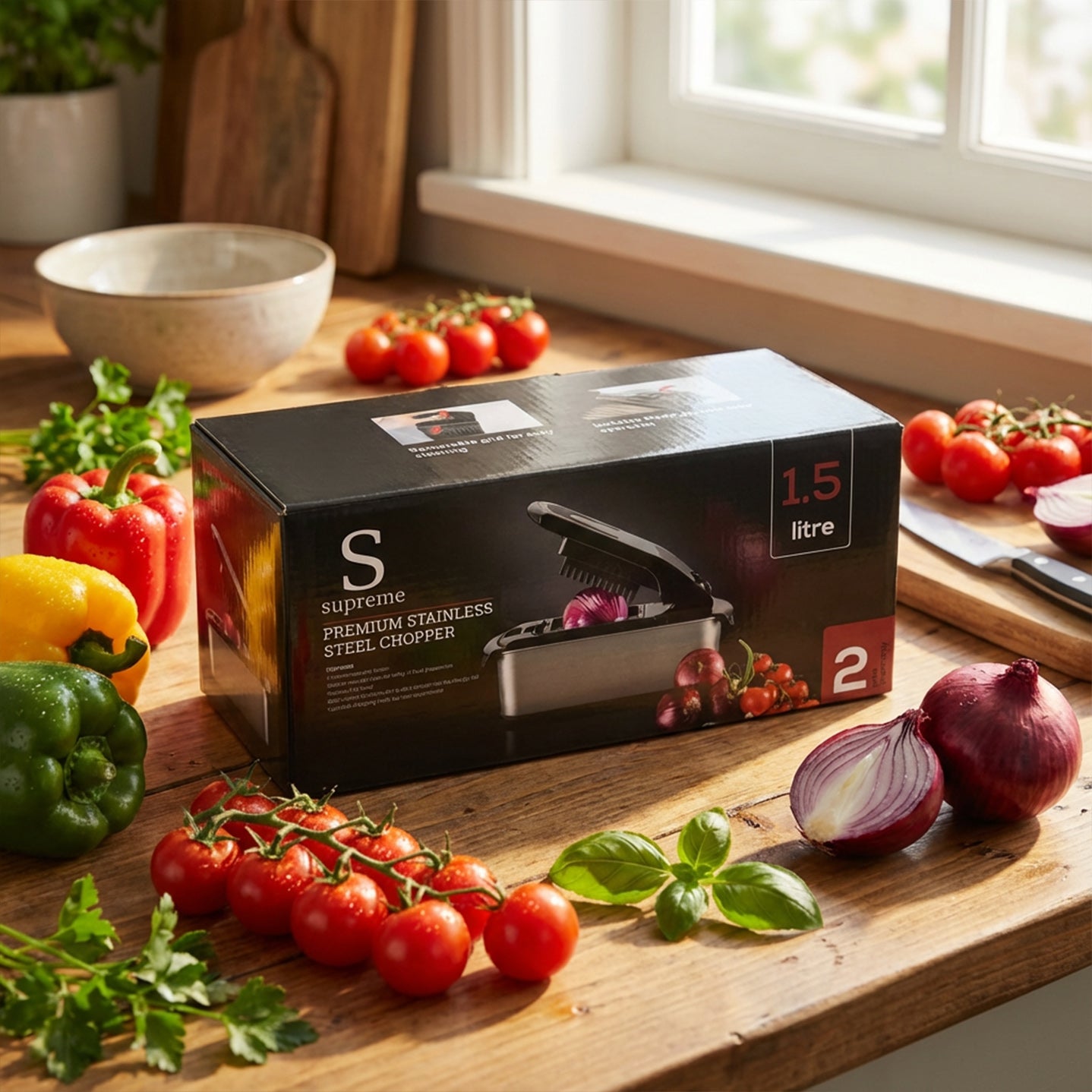 Salad Cutter with Jore & 2 Blades Stainless Steel