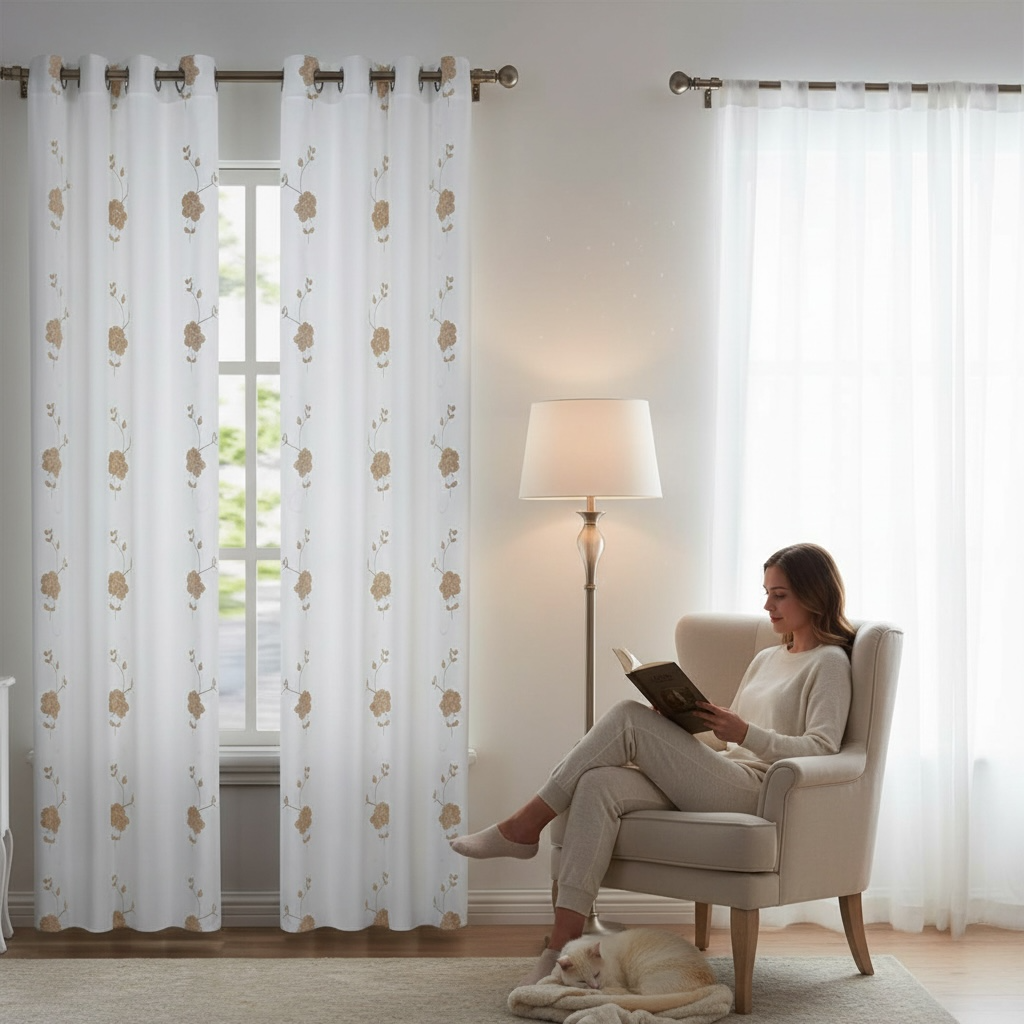 Floral Blackout Curtain 84"