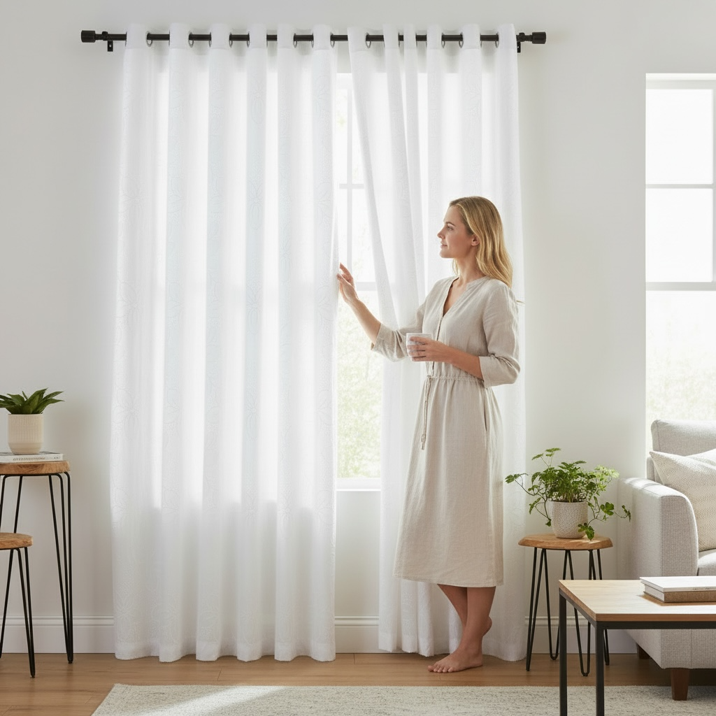 Curtain Panel 84" Flower Design