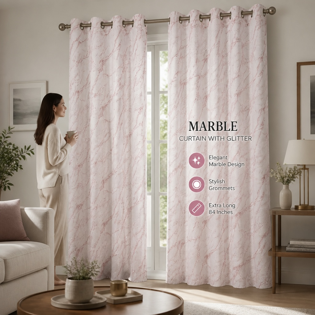 Marble Texture Curtain 84"