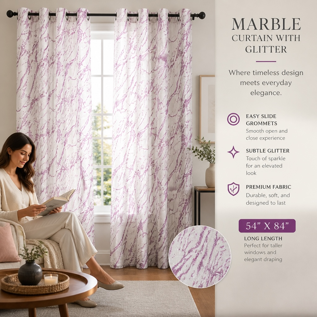 Marble Texture Curtain 84"