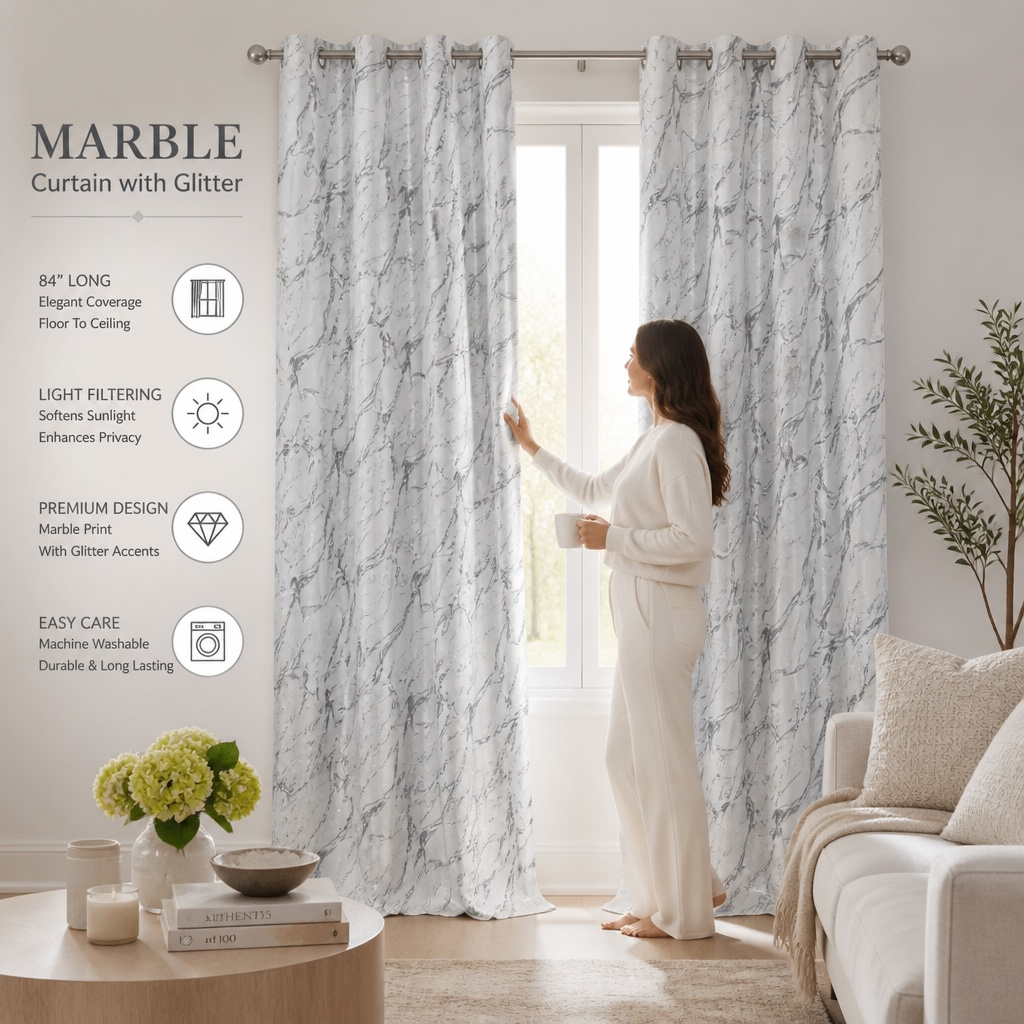 Marble Texture Curtain 84"