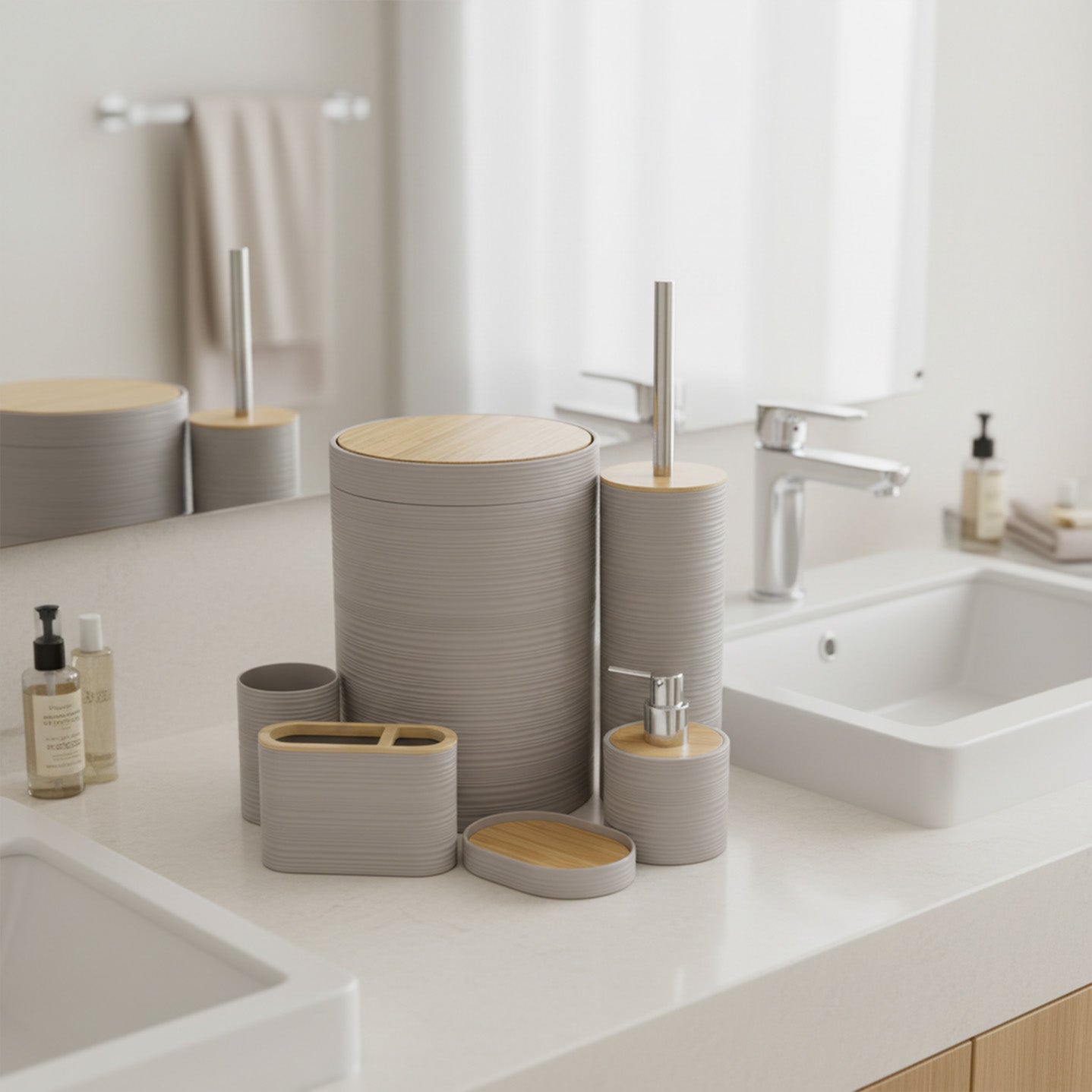 Bathroom Dustbin Set 6 Pieces