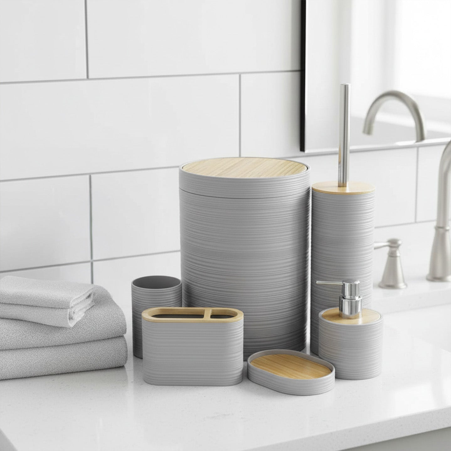 Bathroom Dustbin Set 6 Pieces