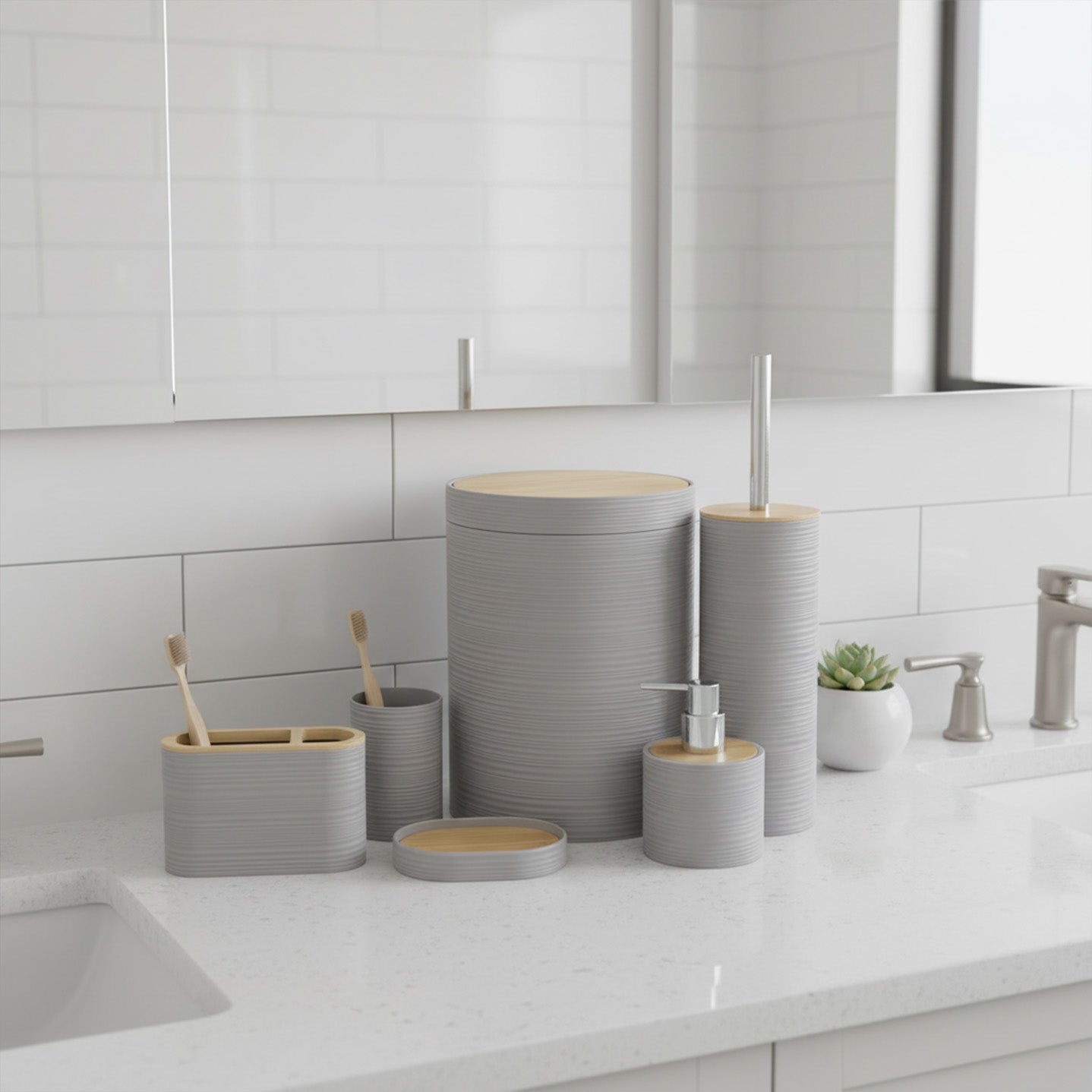 Bathroom Dustbin Set 6 Pieces