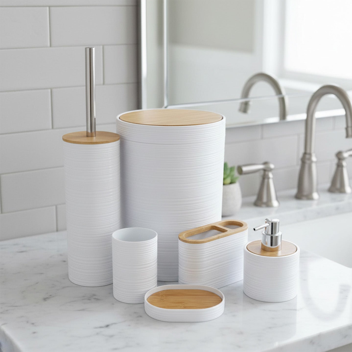 Bathroom Dustbin Set 6 Pieces