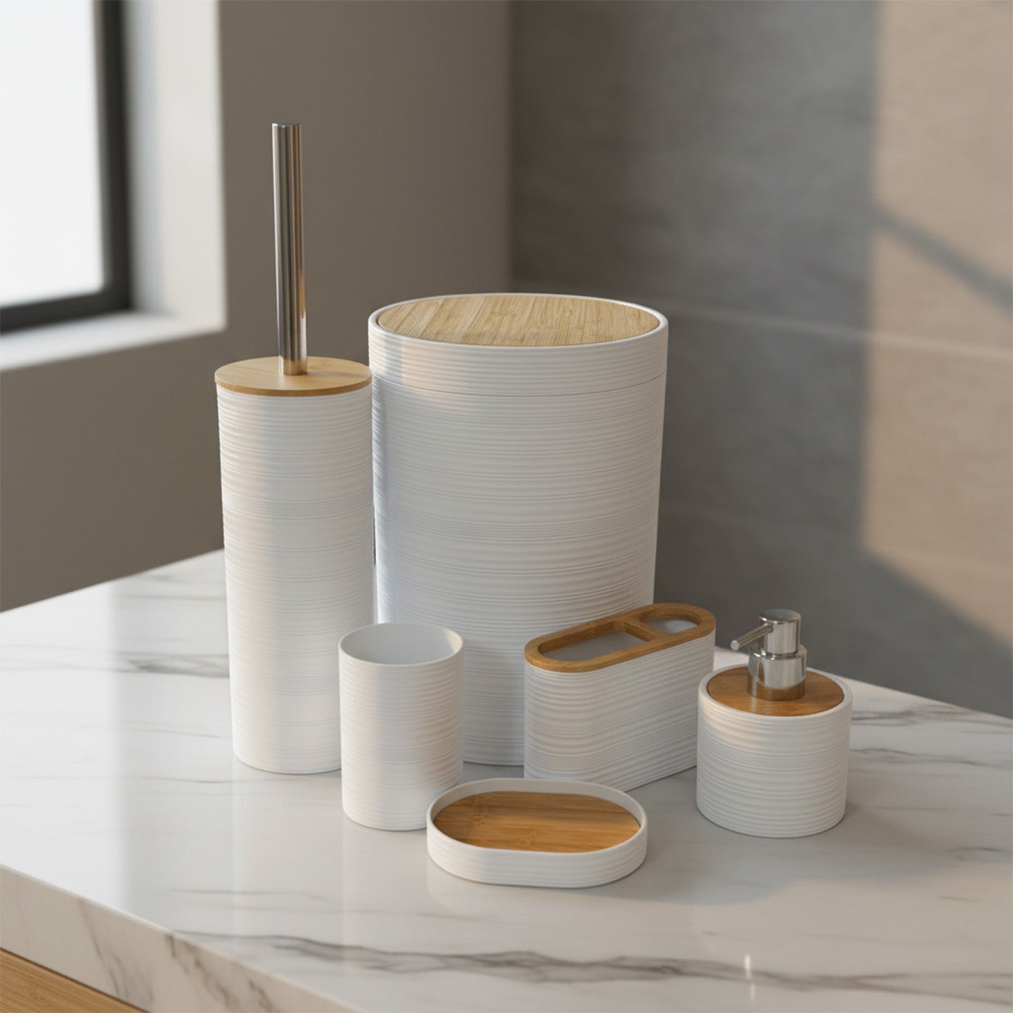 Bathroom Dustbin Set 6 Pieces